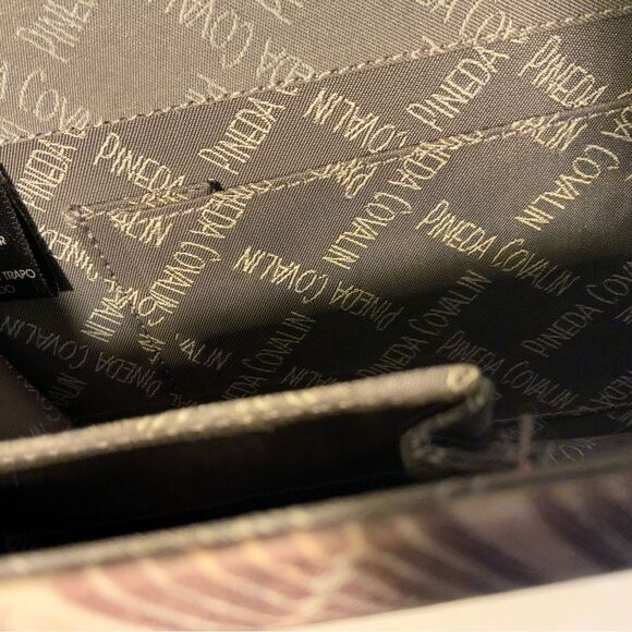 New Pineda Covalin bag Flap multicolor 100% seda textile Inside Pocket - Picture 6 of 11